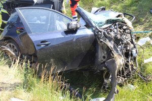 Wypadek na autostradzie w pobliżu Kowala