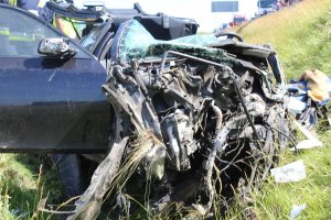 Wypadek na autostradzie w pobliżu Kowala