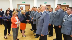 Zdjęcie ilustruje uroczystości związane z Świętem Policji, które odbyły się w Urzędzie Miasta we Włocławku.