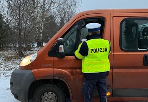 Policjant podczas działania na drodze