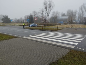 Policjant podczas działań na drodze