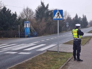 Policjant podczas działań na drodze