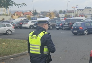 Policjanci podczas działań na drodze